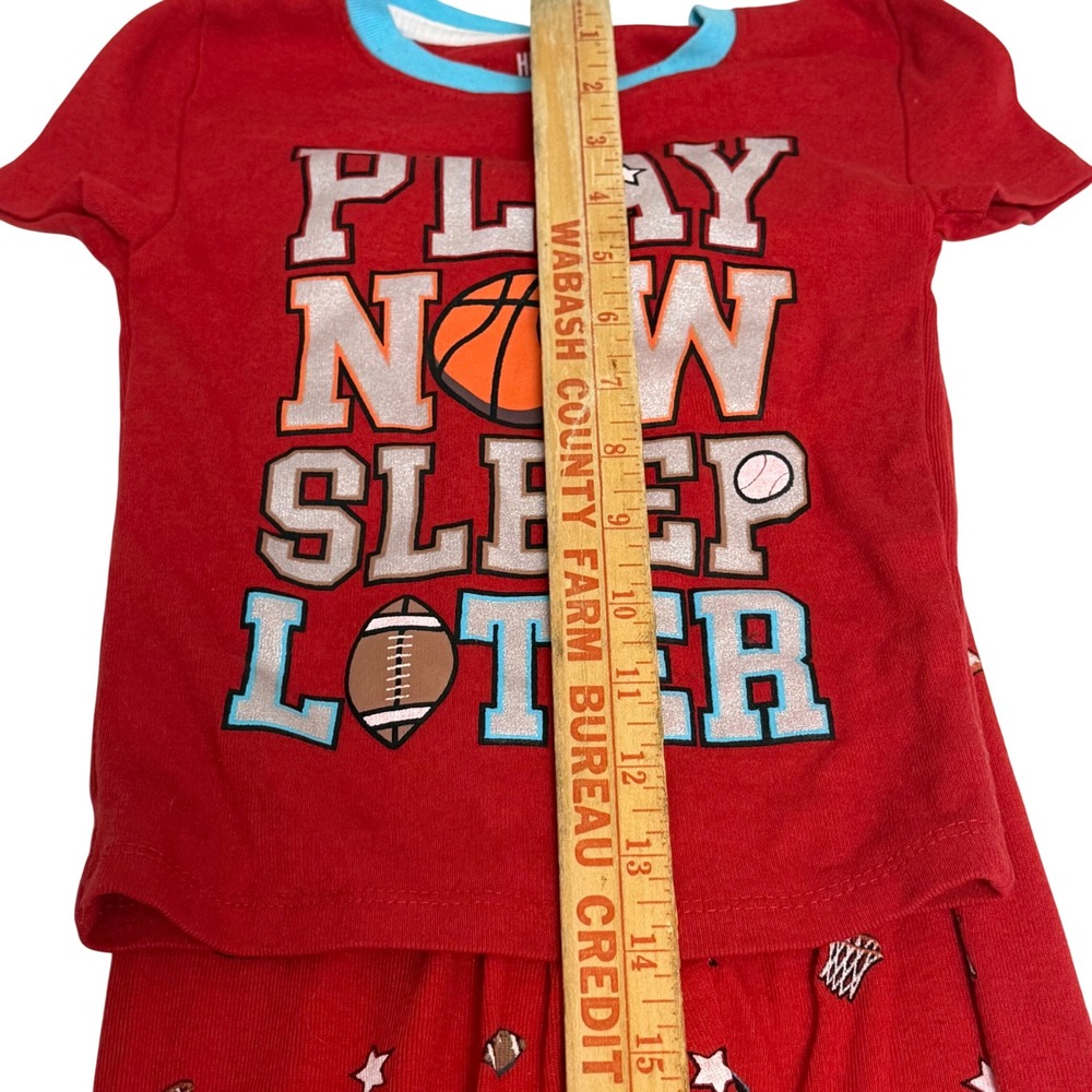 Highland Originals Kids Red Sports Pajama Set Play Now Sleep Later Size 5/6 - Picture 4 of 9
